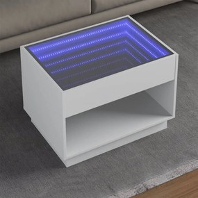 Τραπεζάκι Σαλονιού Infinity LED Λευκό 70x50x50 εκ. - Λευκό