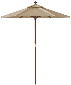 Ομπρέλα Κήπου με Ξύλινο Ιστό Taupe 196x231 εκ. - Μπεζ-Γκρι