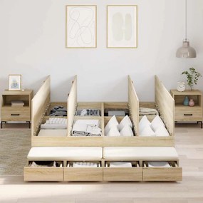 vidaXL Κρεβάτι με αποθηκευτικό χώρο Δρύς Sonoma 226.5 x 140 x 31.5 εκ.
