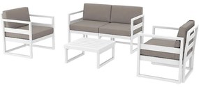 MYKONOS SET 2ΘΕΣ.WHITE ΜΕ ΜΑΞ.(2ΘΕΣ. 2ΠΟΛ. ΤΡΑΠ 65εκ.) SIESTA 138Χ72Χ75/73Χ72Χ75/65Χ65Χ33εκ.