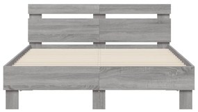 Πλαίσιο Κρεβατιού με Κεφαλάρι Γκρι Sonoma 120x200εκ. Επεξ. Ξύλο - Γκρι