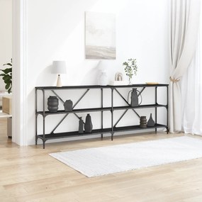 vidaXL Κονσόλα Μαύρη Δρυς 200x30x75 εκ. Κατασκευασμένο ξύλο και ατσάλι