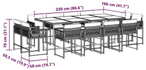 vidaXL Σετ Τραπεζαρίας Κήπου 13τεμ Μικτό Μπεζ Συνθ. Ρατάν με Μαξιλάρια