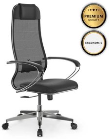 Καρέκλα γραφείου Sit-1031672 Megapap εργονομική με διπλό ύφασμα Mesh και τεχνόδερμα μαύρο 66x70x118/131εκ. GP008-0065,1-GP008-00 GP008-0065,1