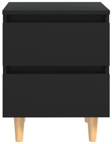 vidaXL Κομοδίνο Μαύρο 40 x 35 x 50 εκ. με Πόδια από Μασίφ Ξύλο Πεύκου
