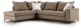 Γωνιακός καναπές δεξιά γωνία Romantic ύφασμα mocha-cream 290x235x95εκ Υλικό: FABRIC 168-000028
