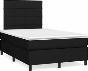 vidaXL Κρεβάτι Boxspring με Στρώμα &amp; LED Μαύρο 120x190 εκ. Υφασμάτινο