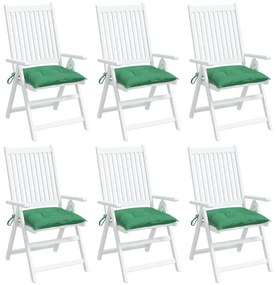 Μαξιλάρια Καρέκλας 6 τεμ. Πράσινα 50 x 50 x 7 εκ. Υφασμάτινα - Πράσινο
