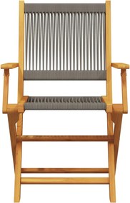 vidaXL Σετ Επίπλων Bistro 3 τεμ.Γκρι Πολυπροπυλένιο/Μασίφ Ξύλο