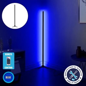 GLOBO-100-6 GloboStar® Μοντέρνο Minimal Επιδαπέδιο Μαύρο Φωτιστικό 100cm LED 16 Watt με Ασύρματο Χειριστήριο RF &amp; Dimmer Μπλε GloboStar ALIEN Design GLOBO-100-6