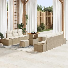 vidaXL Σετ Καναπέ Κήπου με μαξιλάρι 10 pcs Μπεζ, Κρέμα 90 x 55 x 71 cm
