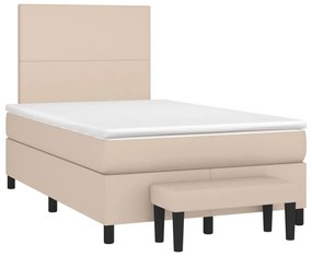 Κρεβάτι Boxspring με Στρώμα Καπουτσίνο 120x190εκ.από Συνθ.Δέρμα - Καφέ