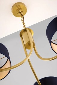 Κρεμαστό Πολύφωτο Arthur Φ65cm Χρυσό με Μπλε Ύφασμα