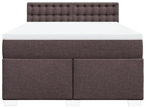 Κρεβάτι Boxspring με Στρώμα Σκούρο Καφέ 140x200 εκ Υφασμάτινο - Καφέ