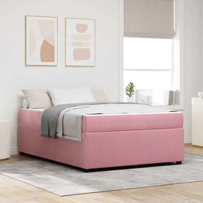 vidaXL Σκελετός κρεβατιού με στρώμα Άλλο Ροζ 140 x 200 cm Βελούδο
