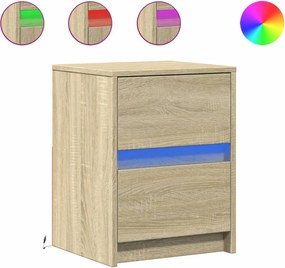 vidaXL Κομοδίνο με Φώτα LED Sonoma Δρυς Επεξεργασμένο Ξύλο