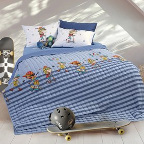 Κουβερλί Παιδικό In The City Blue Nef-Nef Homeware Μονό 180x240cm Microfiber-Polyester