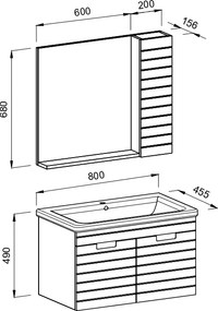 Martin Vega 80 Cappuccino  MDF - Πάγκος με Νιπτήρα &amp; Καθρέπτη