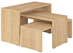 Τραπέζια σαλονιού Kantar pakoworld σετ 3τεμ σε φυσική απόχρωση 65x30x39εκ