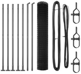 vidaXL Τεντώτο με στήριγμα Γκρι 1,5 x 10 m Χάλυβας και PVC