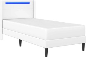 vidaXL Σκελετός κρεβατιού με στρώμα Λευκό 80 x 200 cm Τεχνητό Δέρμα