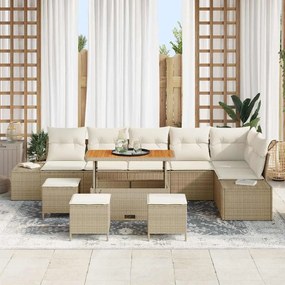 vidaXL Σετ Καναπέ Κήπου με μαξιλάρι 9 pcs Μπεζ, Κρέμα 110 x 55 x 71 εκ