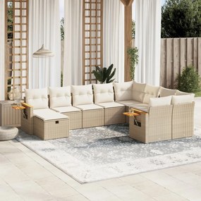 vidaXL Patio Sofa Set 9-θέσια Beige and Cream