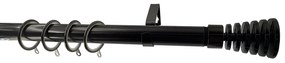 Κουρτινόξυλο Φ28mm Μονό Επεκτεινόμενο 160-300cm Με Άκρα Grace Nikel Black 998436