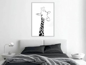 Αφίσα - Black and White Giraffe - 20x30 - Μαύρο - Με πασπαρτού