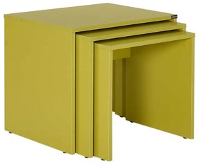 Lh-homefurniture Σετ τραπεζάκια Ζιγκον κιτρινοπράσινο 55x47x40cm AD_SHP-103-YY-1