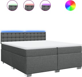vidaXL Κρεβάτι Boxspring με Στρώμα Σκούρο Γκρι 200x200 εκ. Υφασμάτινο