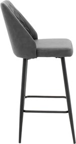 Σκαμπό μπαρ Inflame pakoworld PU ανθρακί-μέταλλο μαύρο