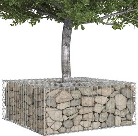 vidaXL Ανασηκωμένο κρεβάτι gabion Ασημί