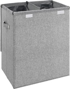 vidaXL Καλάθι Ρούχων Πτυσσόμενο Γκρι 51x34,5x59 εκ. Συνθ. Λινό Ύφασμα