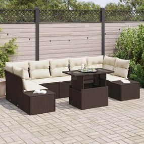 vidaXL Σετ Καναπέ Κήπου 8 pcs Καφέ και κρεμ 100 x 55 x 73 εκ