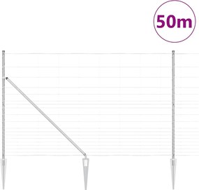 vidaXL Συρματόπλεγμα με ακίδες 50 x 1,5 m Ασημί Δίχτυ