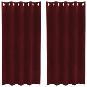 vidaXL Κουρτίνες με κουρτίνες 2 pcs Μπορντό 140 x 175 cm Βελούδο