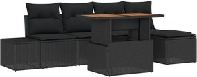 vidaXL Σετ Καναπέ Κήπου με αποθήκευση 6 pcs Μαύρο Πολυ ράταν