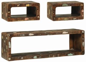 Σετ επίπλου τηλεόρασης 3 pcs Πολύχρωμο Μασίφ ανακυκλωμένο ξύλο