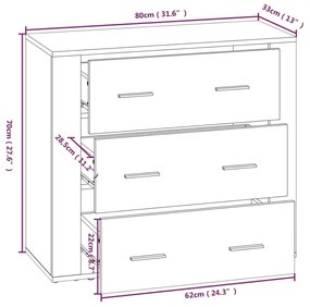 Ντουλάπι Sonoma Δρυς 80x33x70 εκ. από Επεξεργασμένο Ξύλο - Μπεζ