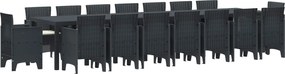 vidaXL Σετ Τραπεζαρίας Κήπου με Μαξιλάρια 17 pcs Ανθρακί PP