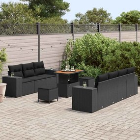 vidaXL Σετ Καναπέ Κήπου 10 pcs Μαύρο συνθετικό ρατάν