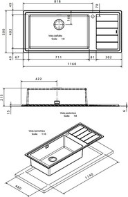 Apell Linear Plus LNP1161 (116x50) - Ανοξείδωτος νεροχύτης - Δεξιά ποδιά