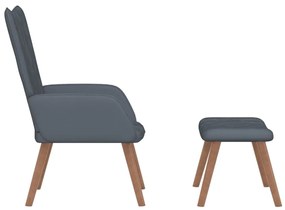 vidaXL Πολυθρόνα Relax Σκούρο Γκρι Βελούδινη με Σκαμπό