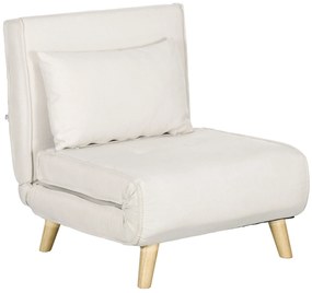 HOMCOM Πολυθρόνα-Κρεβάτι, 6-Θέσεων Ρυθμιζόμενη Πλάτη, Απομίμηση Λινού, έως 120 kg, Κρεμ