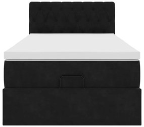 vidaXL Οθωμανικό κρεβάτι με στρώμα Μαύρο 90x200cm Velvet