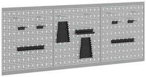 vidaXL Πεγκόρντ - 3 Πακέτα με 15 Αξεσουάρ, Γκρι, 50x60 εκ, Ατσάλι