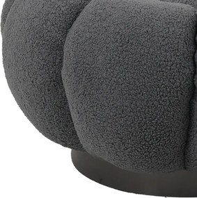 Σκαμπό Nester pakoworld μπουκλέ ύφασμα σε γκρι απόχρωση Φ60x31εκ