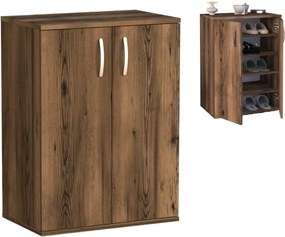 Παπουτσοθήκη Manolo καπνιστή καρυδιά 60x38x81εκ