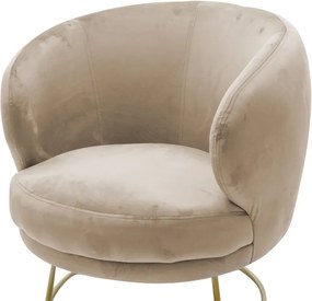 Πολυθρόνα Rony pakoworld βελούδο μπεζ-χρυσό 78x75x82εκ